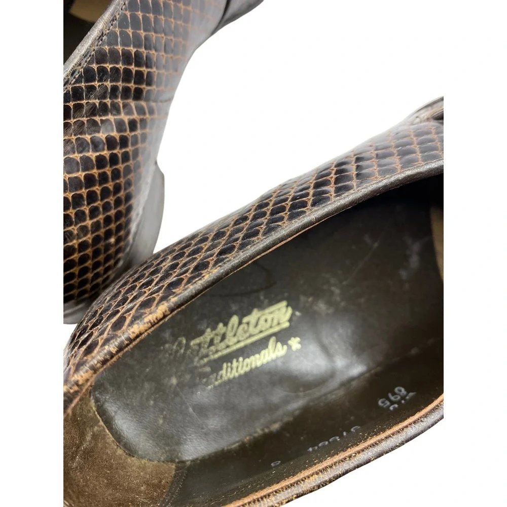 Nettleton Traditionals Brown Snakeskin Loafers Mens 9 Vintage Dress‎ Shoes